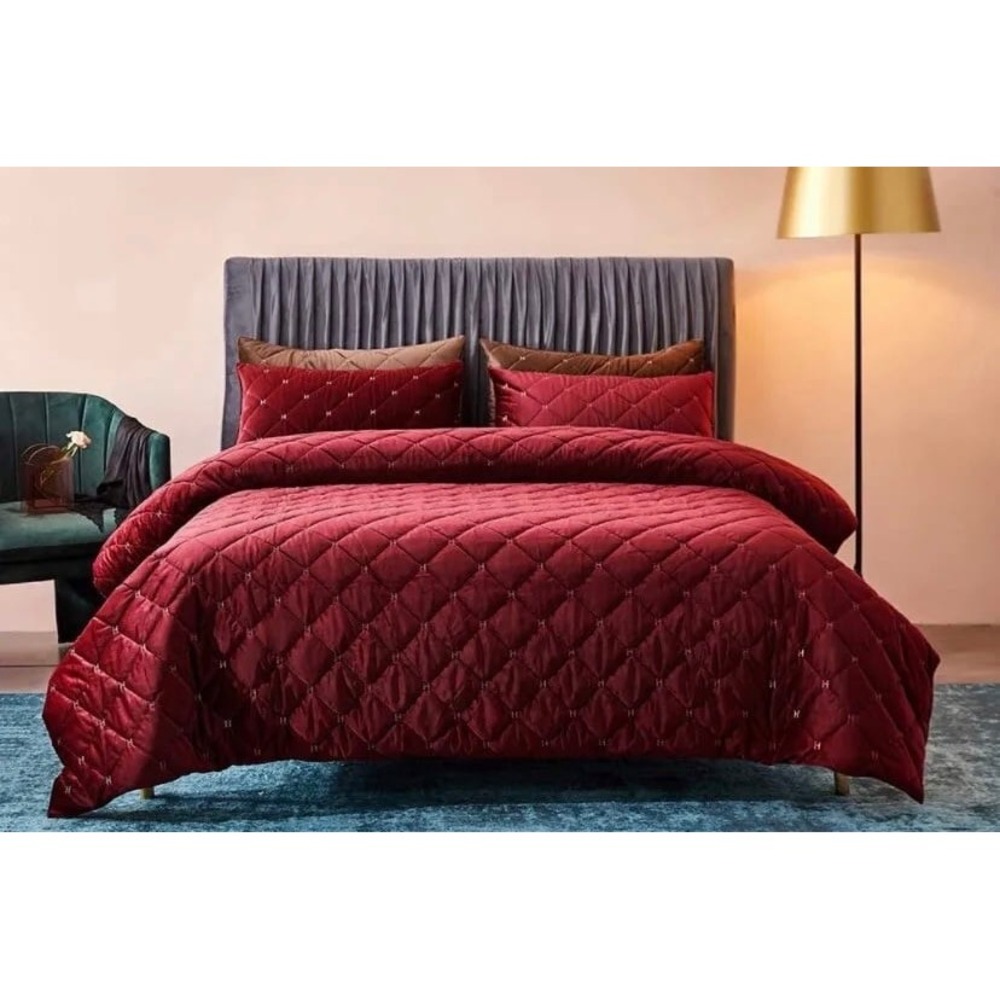 Deep Sleep Home 100% Velvet Duvet Cover, Full‎ Size, Dark Red